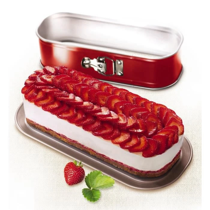 Moule à Cake TEFAL Delibake En Acier Avec Charnière, Ø 30 X 11 Cm, Rouge Et Gris - Image 3