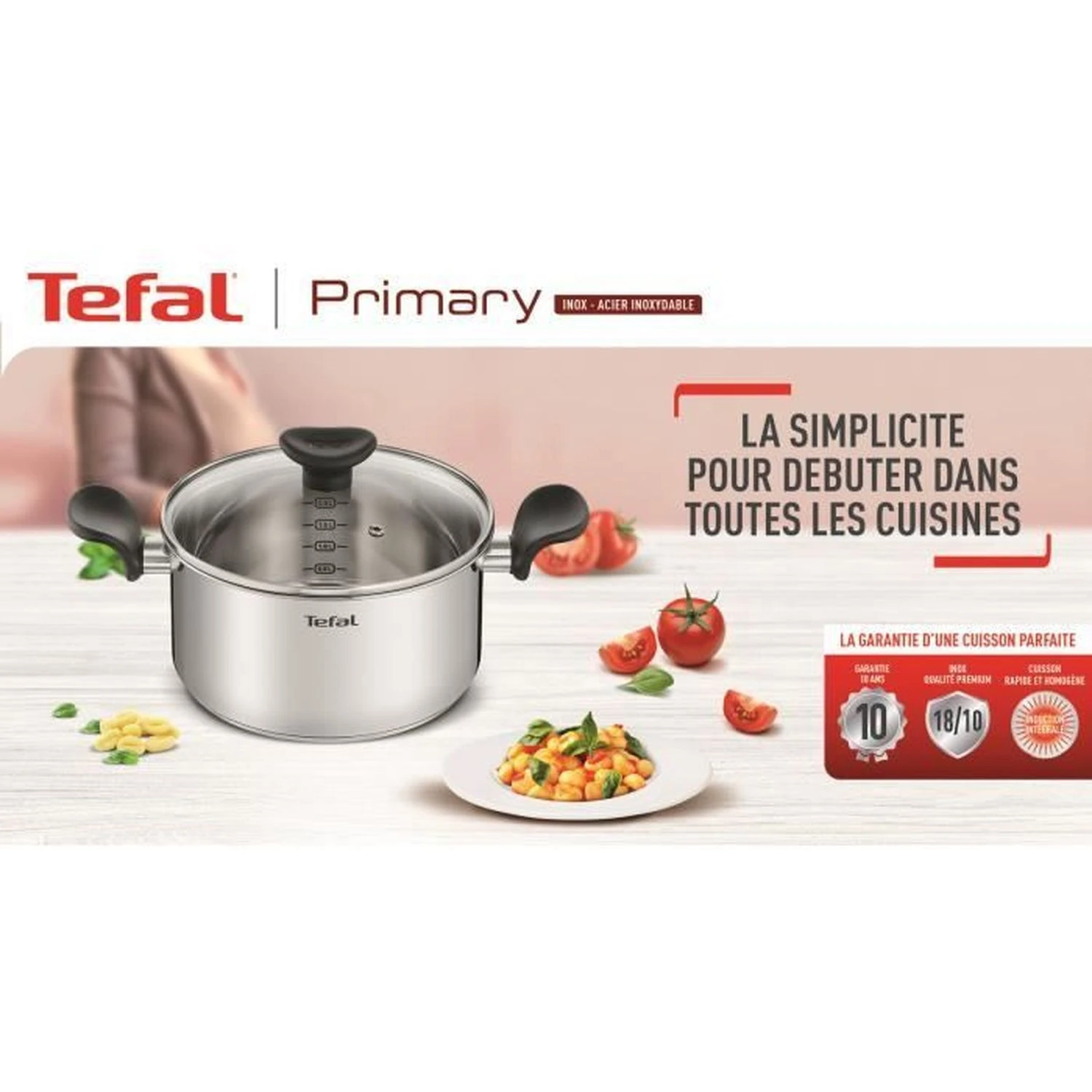 Sauteuse Inox 24cm + Couvercle Primary - E3093204 - Tefal