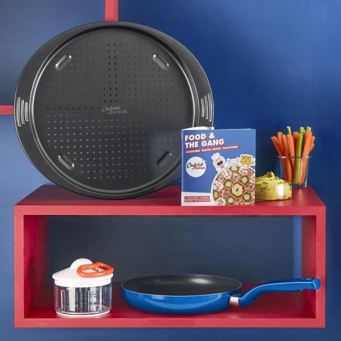 CHEFCLUB BY TEFAL G805S304 Food + The Gang :Poele 24cm + Hachoir Manuel 5sec 500ml + Plaque A Pizza 34cm +livret Recettes. - Image 5