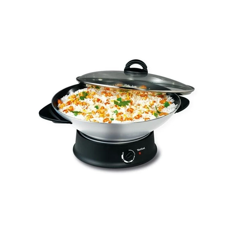 TEFAL Wok 6L 1200W 8 Pers Thermostat Réglable Couvercle En Verre Cuve Aluminium - Image 2
