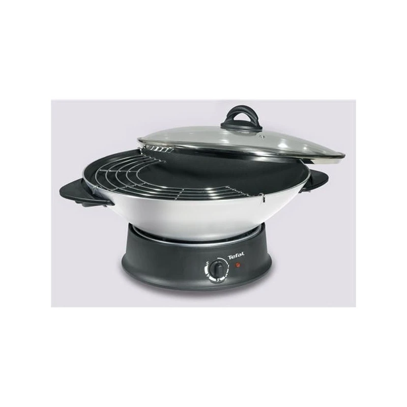TEFAL Wok 6L 1200W 8 Pers Thermostat Réglable Couvercle En Verre Cuve Aluminium