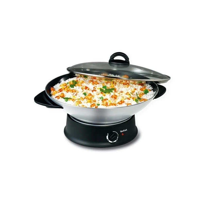 TEFAL Wok 6L 1200W 8 Pers Thermostat Réglable Couvercle En Verre Cuve Aluminium - Image 4