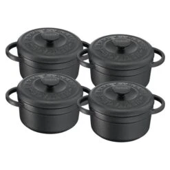 Tefal Pierre Gagnaire Heritage Set 4 Mini Cocottes Fonte D'acier Rondes 10cm / 0,3l
