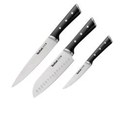 Tefal Set Ice Force 3 Pièces : Couteaux à Trancher 20cm + Santoku 18cm + Utilitaire 11cm