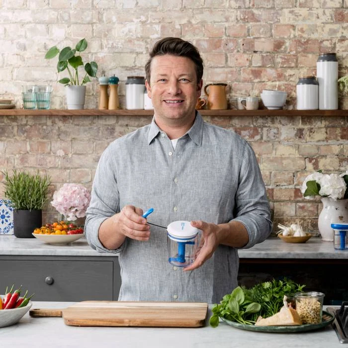 Jamie Oliver By Tefal Chop & Shaker Hachoir Manuel 5 Secondes 450ml Blanc Et Bleu - Image 5